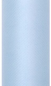 Glitter tule stof - lichtblauw - 15 x 900 cm - hobbyartikelen/knutselspullen
