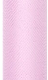 Glitter tule stof - lichtroze - 15 x 900 cm - hobbyartikelen/knutselspullen