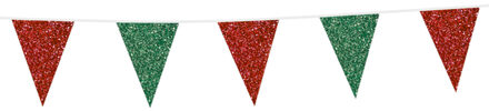 Glitter Vlaggenlijn Rood/Groen (6m) Rood - Zalm, Groen