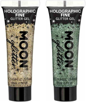 Glittergel fijn set - voor lichaam en gezicht - goud en groen