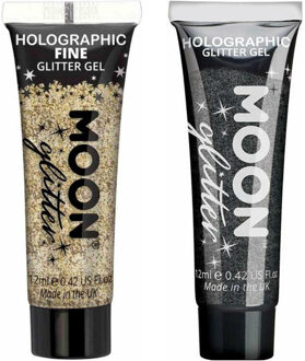 Glittergel fijn set - voor lichaam en gezicht - goud en zwart