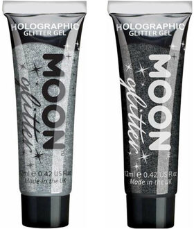 Glittergel fijn set - voor lichaam en gezicht - zilver en zwart