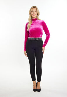 Glittershirt van stretchfluweel Dames roze - maat
