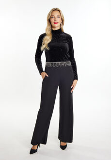 Glittershirt van stretchfluweel Dames zwart - maat