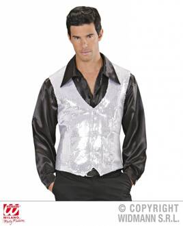 Glittervest zilver man Zilver - Grijs