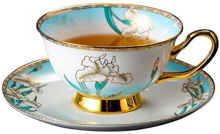 Gllead Koreaanse Stijl Goud Bone China Kopje Koffie Mode Keramische Thee Kopjes En Schotel Thuis Ontbijt Melk Theekopje Porselein Set