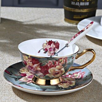 GLLead Top-Grade Drinkware Keramische Kopje Koffie Sets Europese Stijl Bone China Thee Kopjes En Schoteltjes stijl E