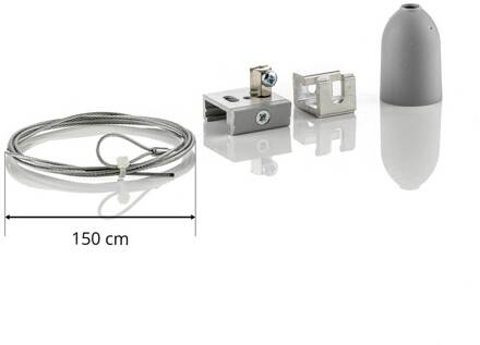 Global Ophangset 3-fasen railsysteem Noa, 150cm grijs