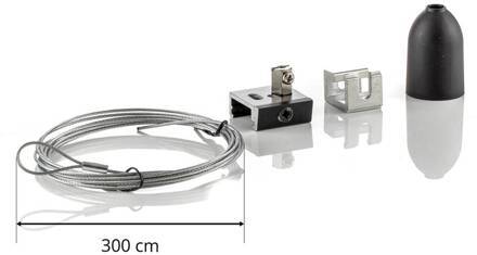 Global Ophangset 3-fasen railsysteem Noa, 300cm zwart
