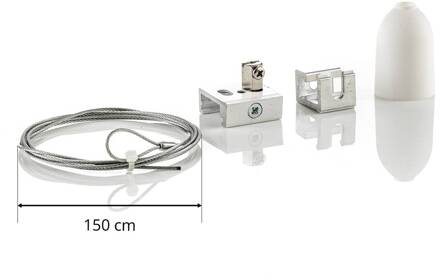 Global Ophangset voor 3-fasen railsysteem Noa, 150cm wit wit (RAL 9010)