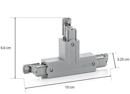 Global T-verbinder Noa, aardedraad buiten links, grijs