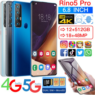 Global Version Rino5 Pro 5G LET Mobile Phone 12+512GB MTK6889 10-Core smartphone 6.8inch Full Display 18MP+48MP Camera Cellphone