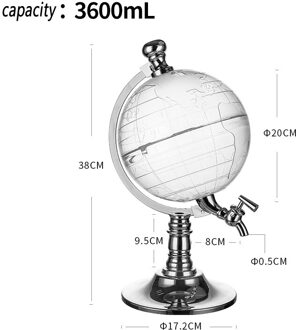 Globe Glas Dispenser Decanter Bar Accessoires Metalen Rietjes Wijn Bier Machine Tap Thuis Feestartikelen Creatieve Fles 3600ml