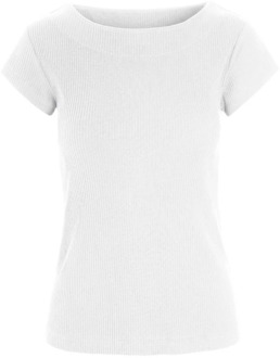 Globe Rib T-Shirt Top in Wit Bitte Kai Rand , White , Dames - 2XL