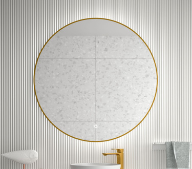 Globe ronde spiegel goud met LED-verlichting 80cm