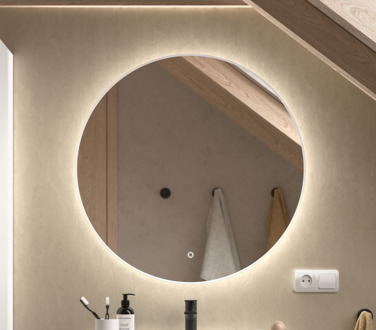 Globe ronde spiegel wit met LED-verlichting 100cm