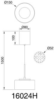 Globo Belinda LED hanglamp, Ø 15 cm, rookgrijs, glas rookgrijs, transparant, zwart