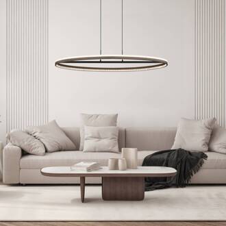 Globo Della LED hanglamp, lengte 101 cm, donkergrijs, metaal donkergrijs, zwart, opaal