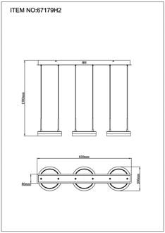Globo Della LED hanglamp, lengte 82 cm, donkergrijs, metaal, 3-lamps donkergrijs, zwart, opaal