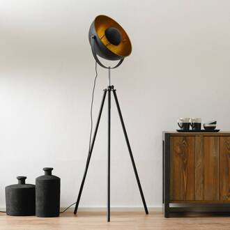 Globo Driepotige vloerlamp Lenn, zwart-goud zwart, goud