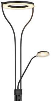 Globo Ebro LED uplighter met LED leeslamp, dimbaar zwart, gesatineerd