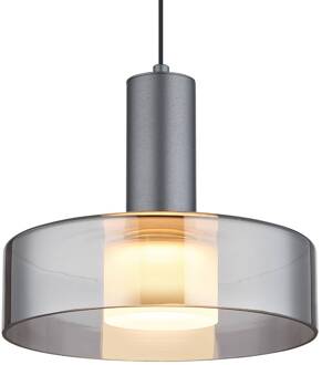 Globo Grant LED hanglamp, Ø 22 cm, rookgrijs, glas grijs mat, rookgrijs, gesatineerd