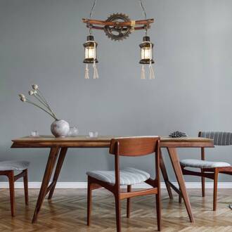 Globo Hanglamp Abella, 2-lamps helder, bruin, antiek, beige