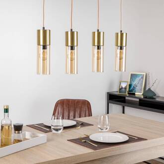 Globo Hanglamp Annika, 4-lamps, messing mat messing mat, amber