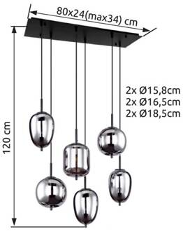 Globo Hanglamp Blacky Metaal Zwart 6x E14