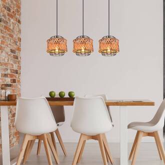 Globo Hanglamp Gina, 3-lamps zwart, bruin