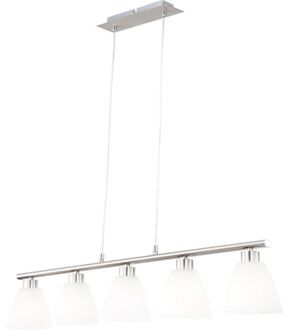 Globo Hanglamp Globo Illimani LED - Nikkel mat - Albaster wit glas - 5 lichts