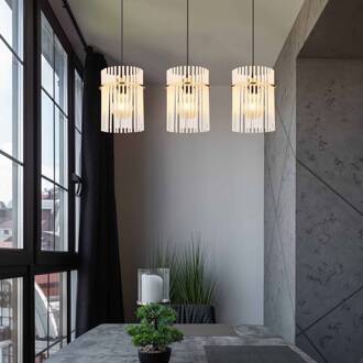 Globo Hanglamp Gorley, lengte 80 cm, goudkleurig/opaal, 3-lamps. goud, opaal