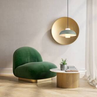 Globo Hanglamp Lowe, mat groen, Ø 38 cm, metaal groen mat, opaal