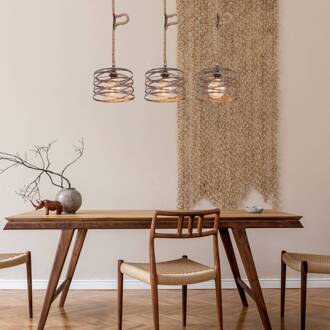 Globo Hanglamp Marco, 3-lamp zwart, roest, lichtbruin