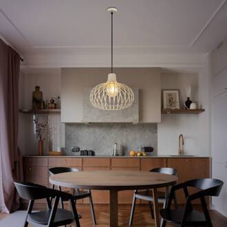 Globo Hanglamp Mateo, crème/zandkleurig, metaal, Ø 40 cm zandkleurig, crème