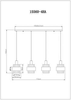 Globo Hanglamp Milley, lengte 110 cm, bronskleurig, 4-lamps. bronskleurig, amber, helder, zwart