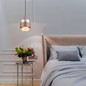 Globo Hanglamp Milley, Ø 19 cm, bronskleurig, metaal bronskleurig, amberkleurig, helder, zwart