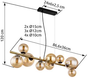 Globo Hanglamp Riha zwart met goud - 56135-9H