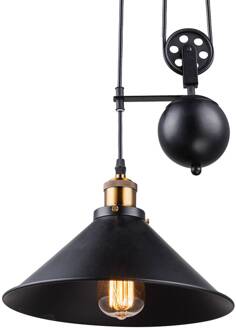 Globo Hanglamp Viktor met 1 lichtbr - in hoogte verstelb zwart