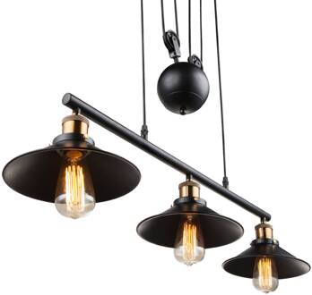 Globo Hanglamp Viktor met 3 lichtbr - in hoogte verstelb zwart