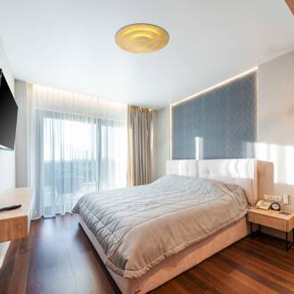 Globo Heda plafondlamp, Ø 35 cm, goudkleurig, metaal