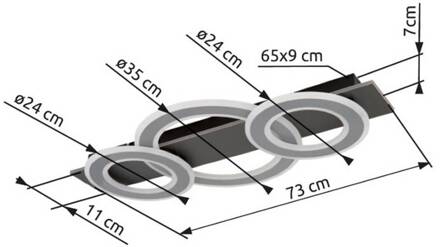Globo Jayden LED plafondlamp, lengte 73 cm, antraciet/grijs, metaal antraciet, grijs, opaal