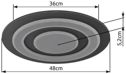 Globo Jayden LED plafondlamp, Ø 48 cm, antraciet/grijs, metaal antraciet, grijs, opaal