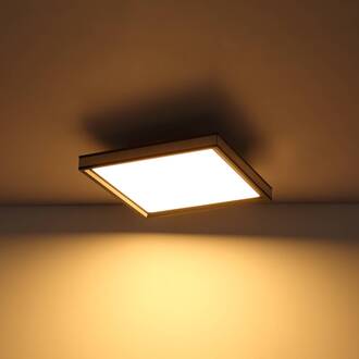 Globo Jessy LED plafondlamp, 45x45cm met afstandsbediening matzwart, chroom, gesatineerd