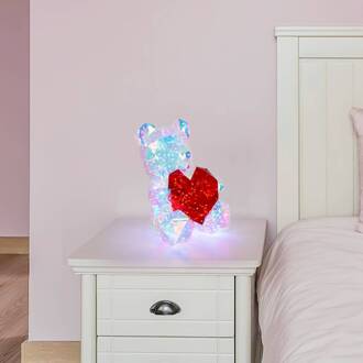 Globo Kinderkamer tafellamp Brondar beer, rood, hoogte 32 cm rood, helder