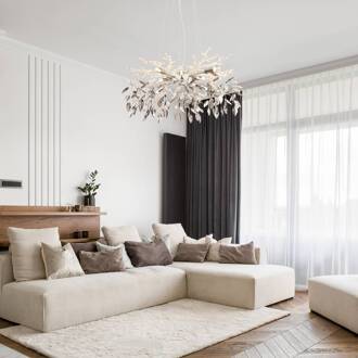 Globo Kroonluchter Danna, chroomkleurig/rookgrijs/helder, Ø 61 cm chroom, rookgrijs, helder