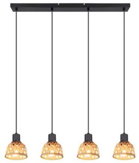 Globo Landelijke Hanglamp Vier-lichts | E27| Rotan | Bamboe | Riet | Woonkamer | Eetkamer
