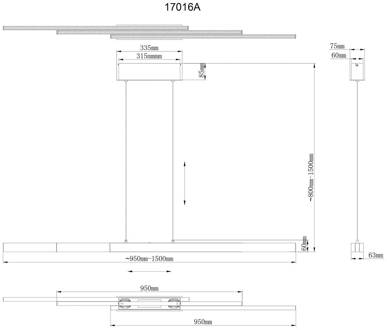 Globo LED hanglamp Ethan, aluminiumkleurig, metaal, 150 cm, uitschuifbaar aluminium, opaal