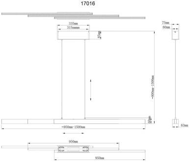 Globo LED hanglamp Ethan, grijs, metaal, 150 cm, uitschuifbaar grijs, donkergrijs, opaal
