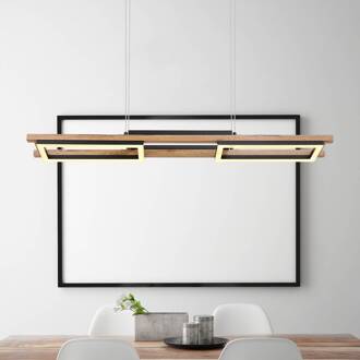 Globo LED hanglamp Illa in houtdesign zwart, licht hout, opaal